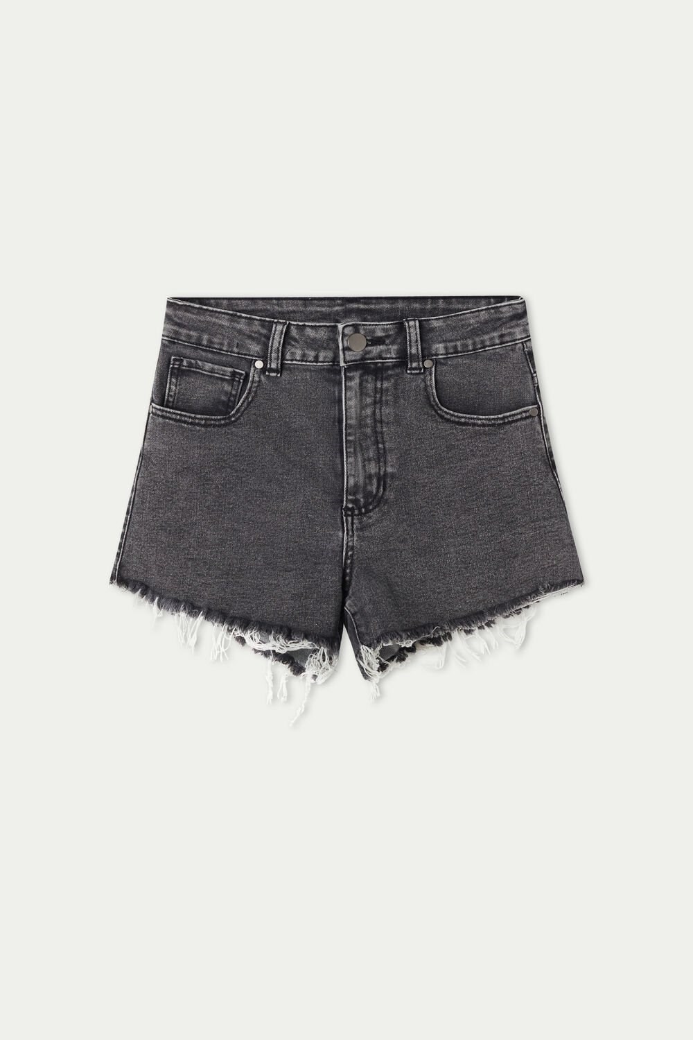 Black Black Denim 8965 Tezenis High Rise Frayed Denim Shorts | 791328-UGO