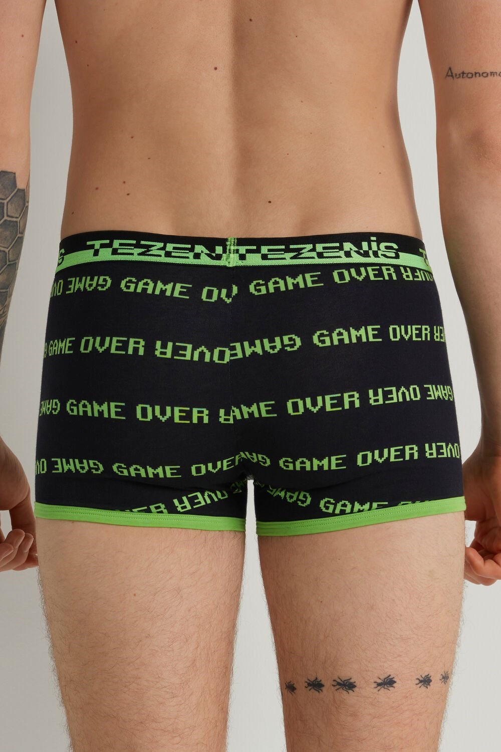 Black Black Game Over Print 429v Tezenis Printed Cotton Boxers with Logo Elastic Waistband | 091673-KTE