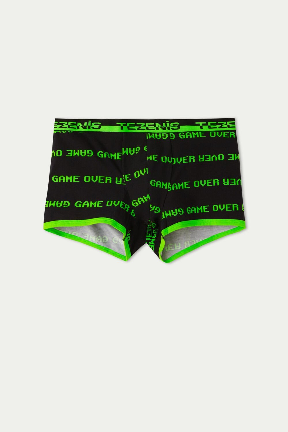 Black Black Game Over Print 429v Tezenis Printed Cotton Boxers with Logo Elastic Waistband | 091673-KTE