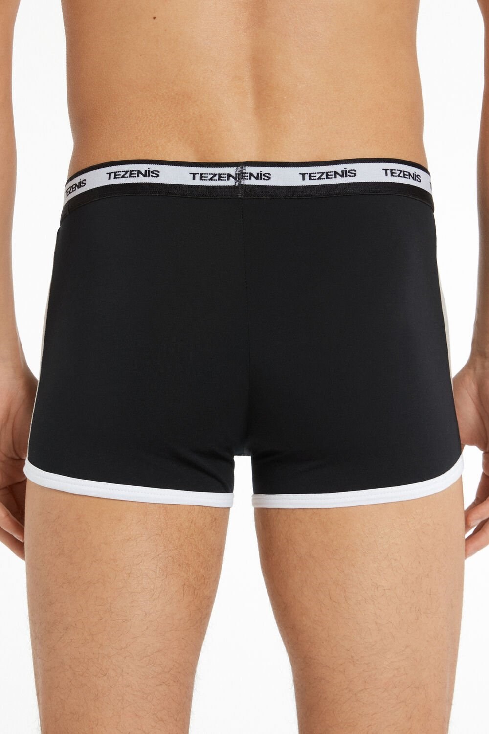 Black Black/Gray/White 243u Tezenis Two-tone Cotton Boxers with Logoed Elastic | 092345-VNS