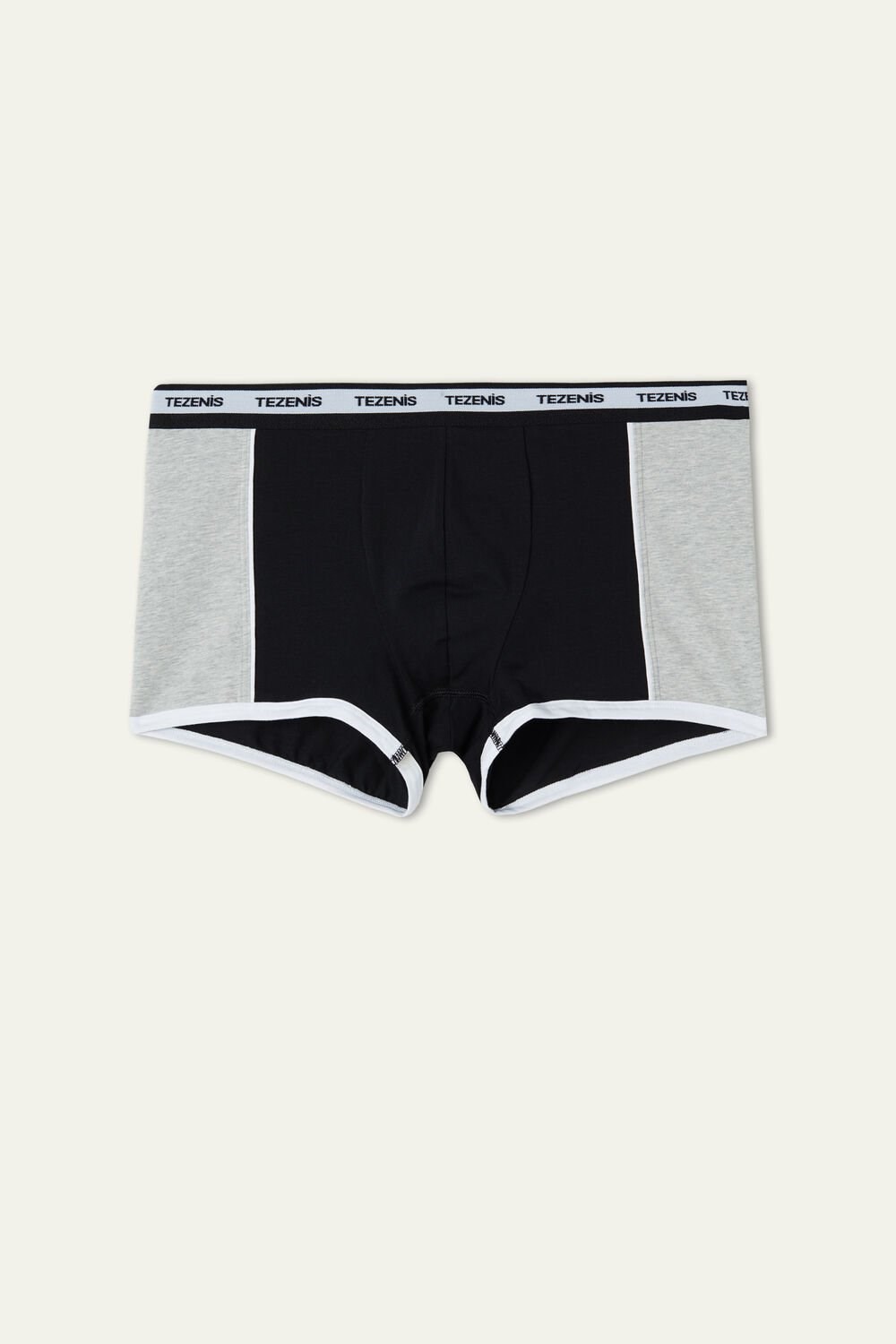 Black Black/Gray/White 243u Tezenis Two-tone Cotton Boxers with Logoed Elastic | 092345-VNS