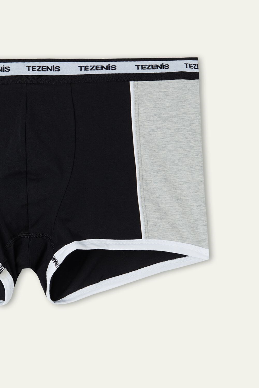 Black Black/Gray/White 243u Tezenis Two-tone Cotton Boxers with Logoed Elastic | 092345-VNS