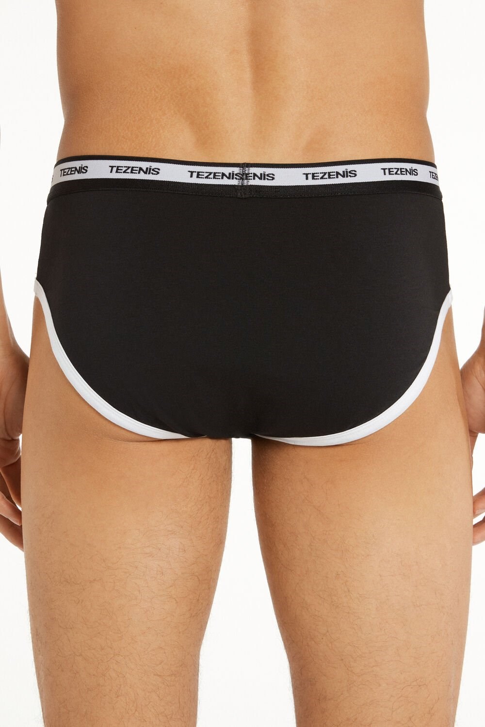 Black Black/Gray/White 243u Tezenis Two-tone Cotton Panties with Logoed Elastic | 439215-VHB