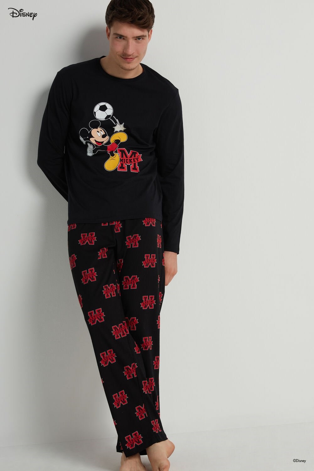 Black Black Mickey Soccer Print 376v Tezenis Full Length Men’s Mickey Mouse Disney Boss Print Cotton Pajamas | 694317-NWF