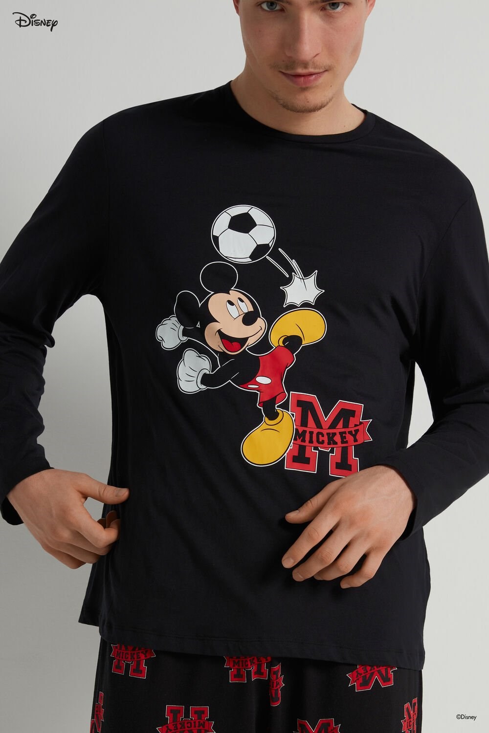 Black Black Mickey Soccer Print 376v Tezenis Full Length Men’s Mickey Mouse Disney Boss Print Cotton Pajamas | 694317-NWF