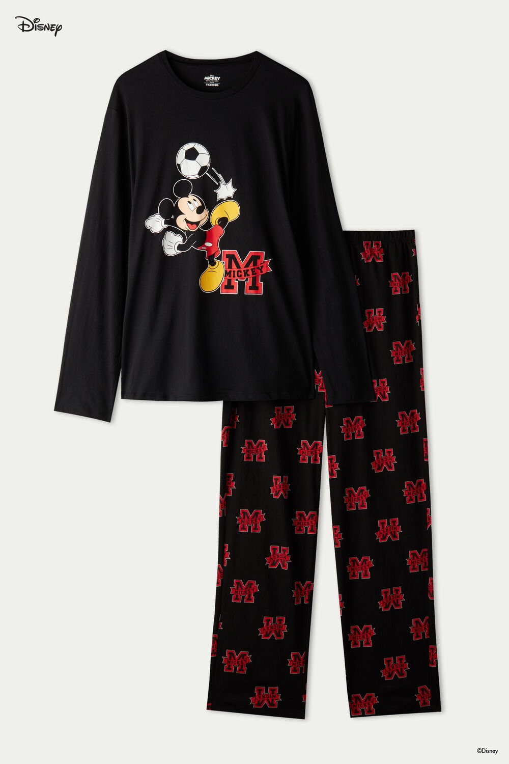 Black Black Mickey Soccer Print 376v Tezenis Full Length Men’s Mickey Mouse Disney Boss Print Cotton Pajamas | 694317-NWF