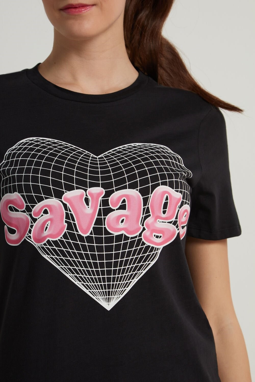 Black Black Savage Print 339v Tezenis Cotton Printed T-shirt | 571692-SON