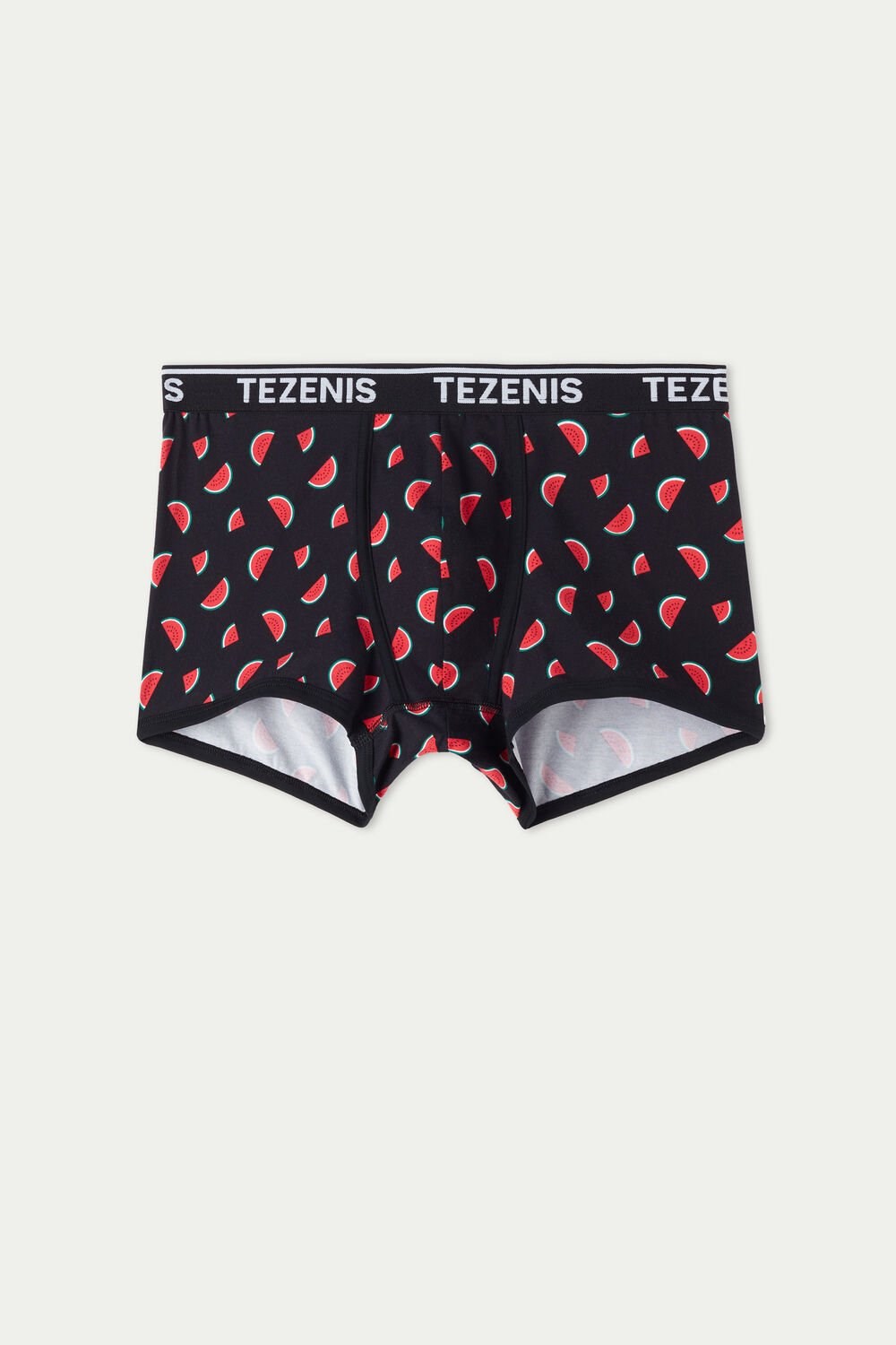 Black Black Watermelon Print 546v Tezenis Printed Cotton Logo Boxers with Contrasting Trim | 391258-RSF