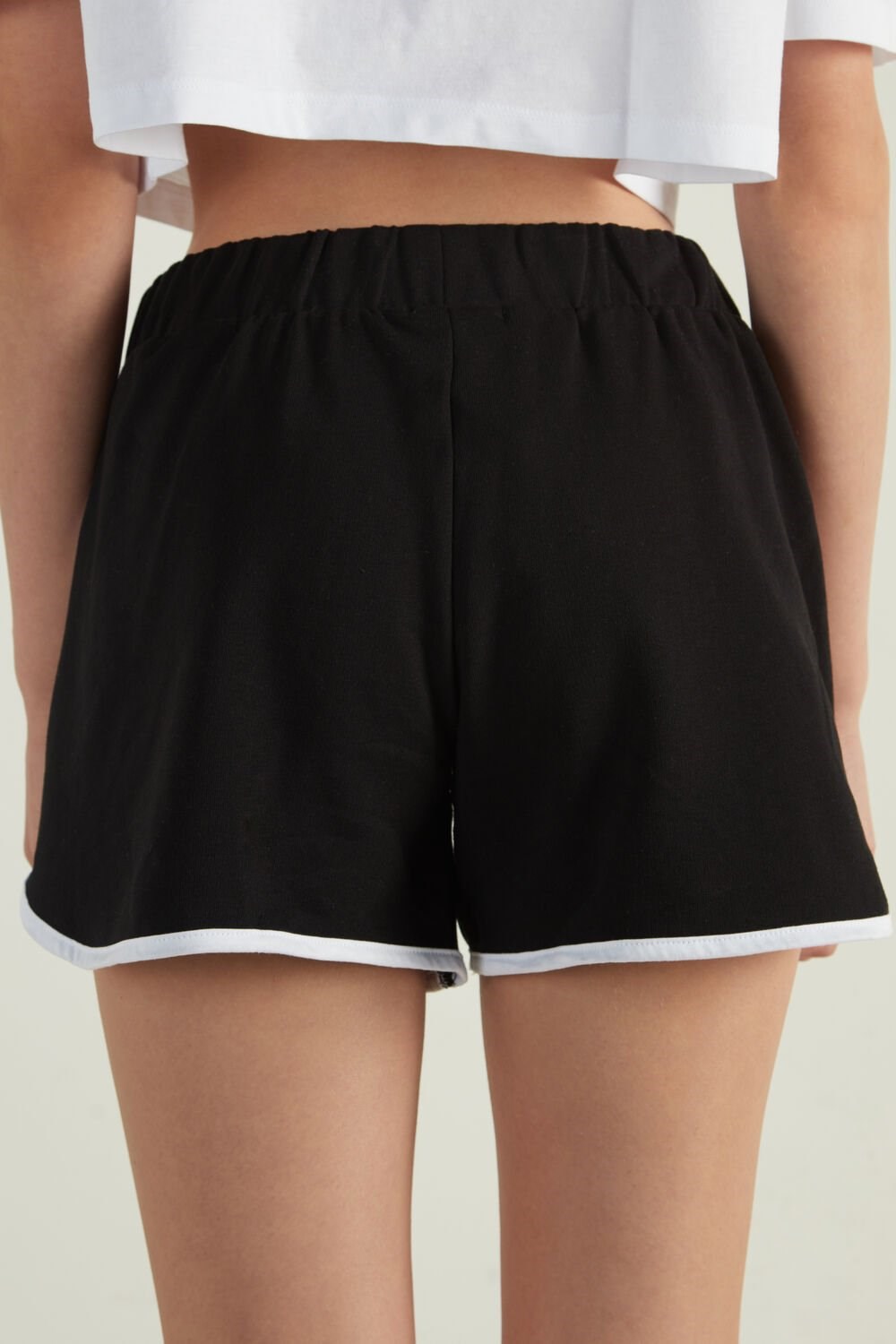 Black Black/White 852t Tezenis Fleece Piping Shorts | 862943-LZU