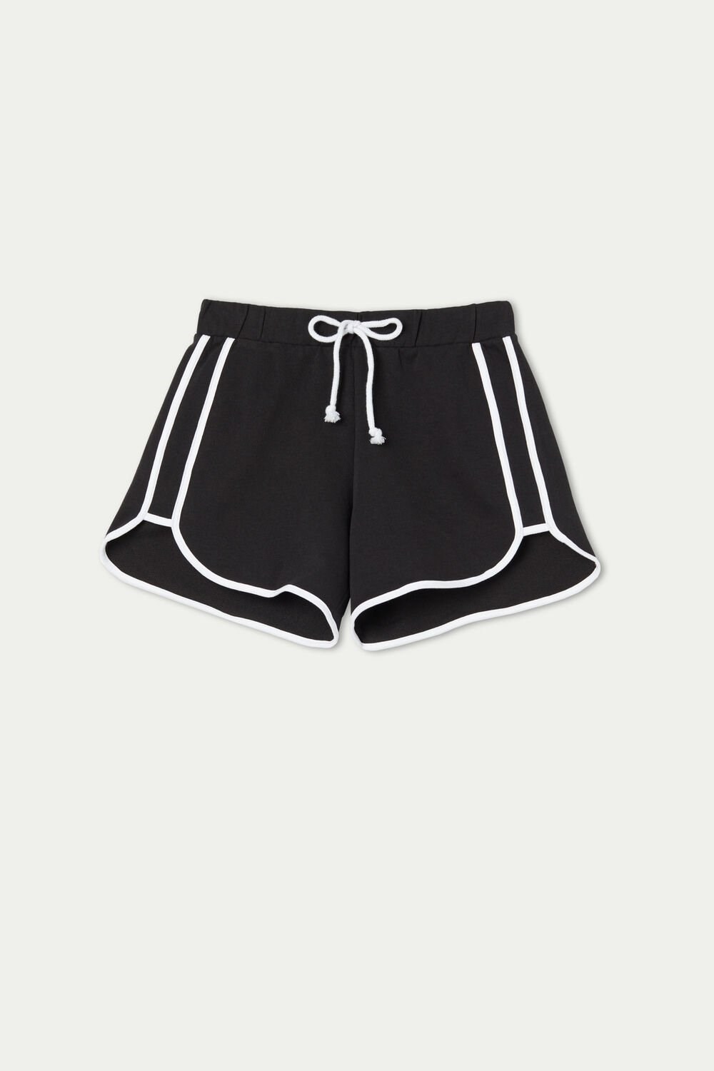 Black Black/White 852t Tezenis Fleece Piping Shorts | 862943-LZU