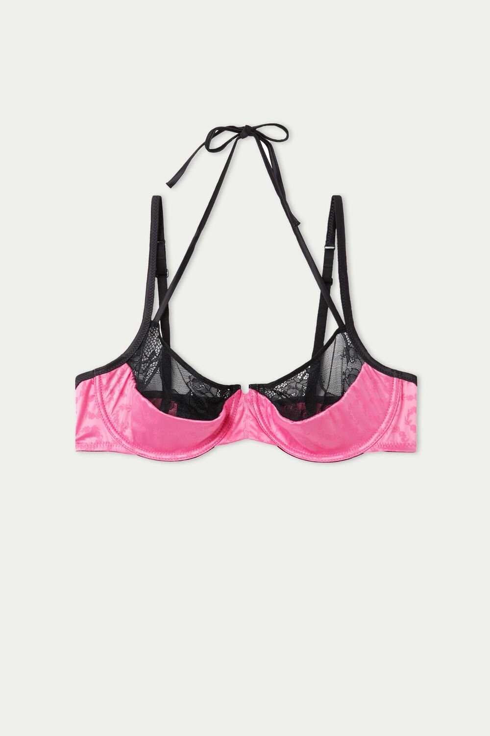 Black Bright Pink/Black 284v Tezenis Love Bouquet Demi-cup Bra | 475320-CYN