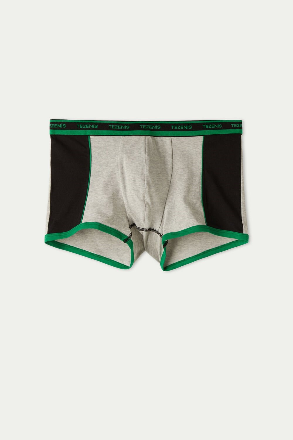 Black Light Gray Heather/Bright Green 426v Tezenis Two-tone Cotton Boxers with Logoed Elastic | 504291-WDM