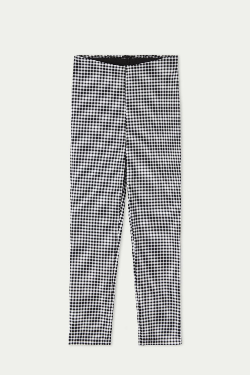 Black White/Black Gingham Print 611v Tezenis Printed Capri Leggings | 713465-IMQ