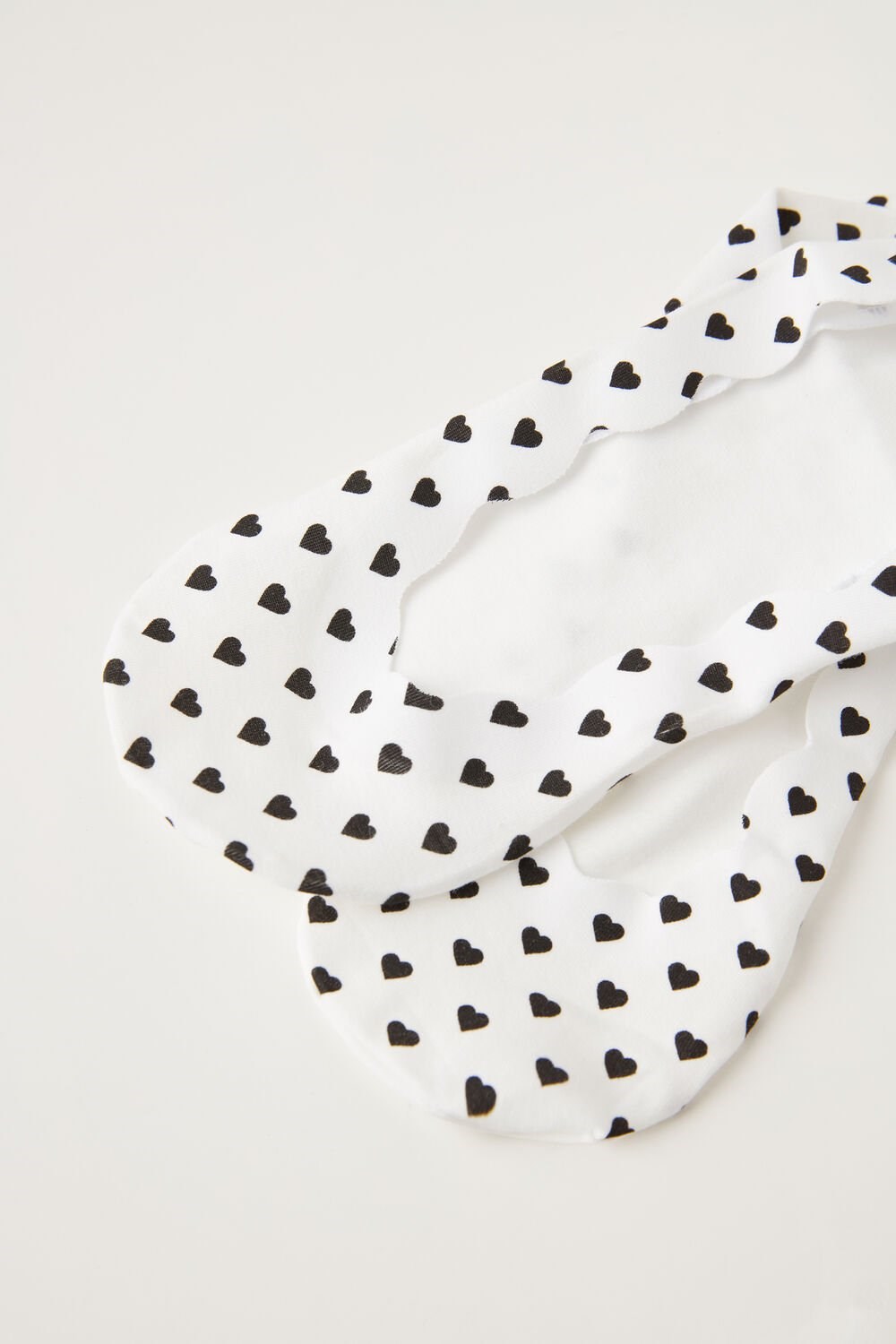 Black White Hearts Scalloping 482v Tezenis Fancy Cotton Shoe Liners | 510496-EDJ