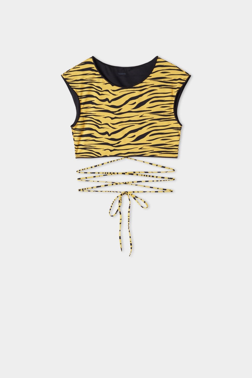 Black Yellow Zebra Print 618v Tezenis Yellow Zebra Bra-Style Bikini Top | 238546-MPK