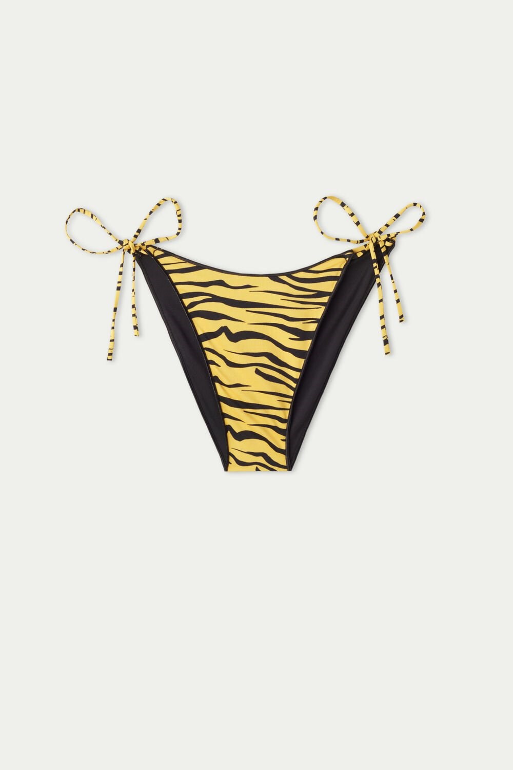 Black Yellow Zebra Print 618v Tezenis Yellow Zebra High-Cut String Bikini Bottoms | 902371-ZLV