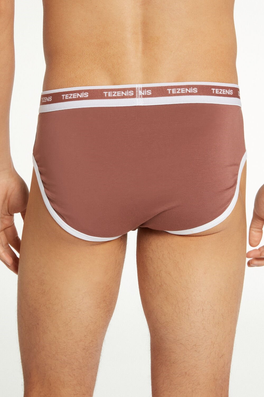 Blue Bark Brown/Ice Blue 543v Tezenis Two-tone Cotton Panties with Logoed Elastic | 148570-LQN