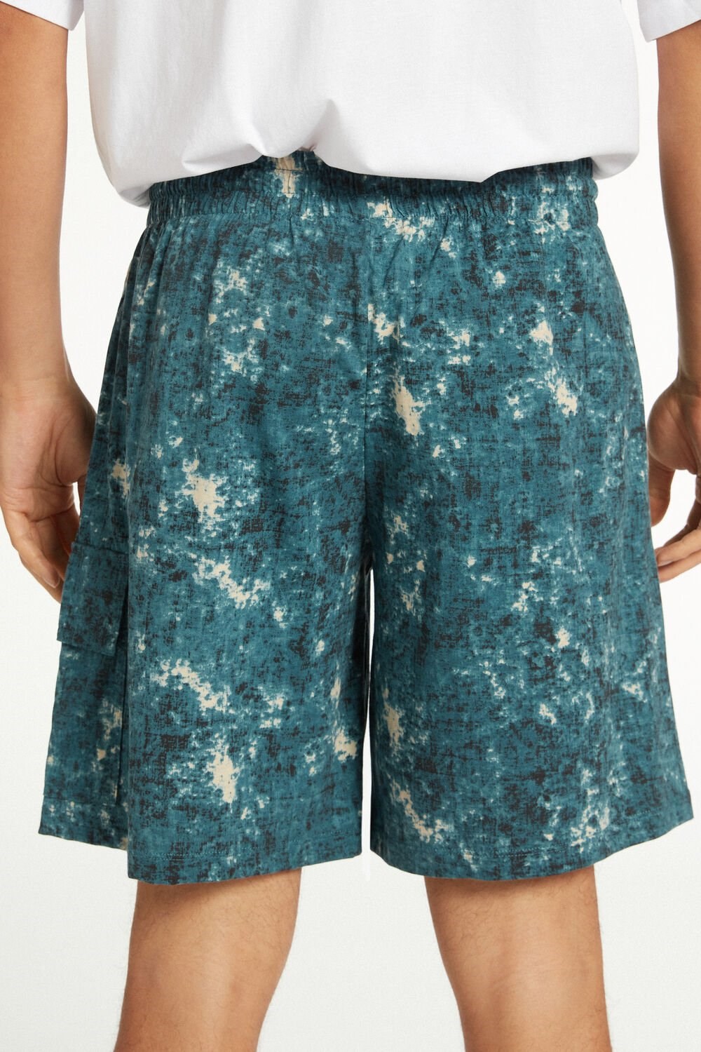 Blue Blue Scratch-effect Print 530v Tezenis Men’s Cotton Shorts with Pockets | 685074-SYK