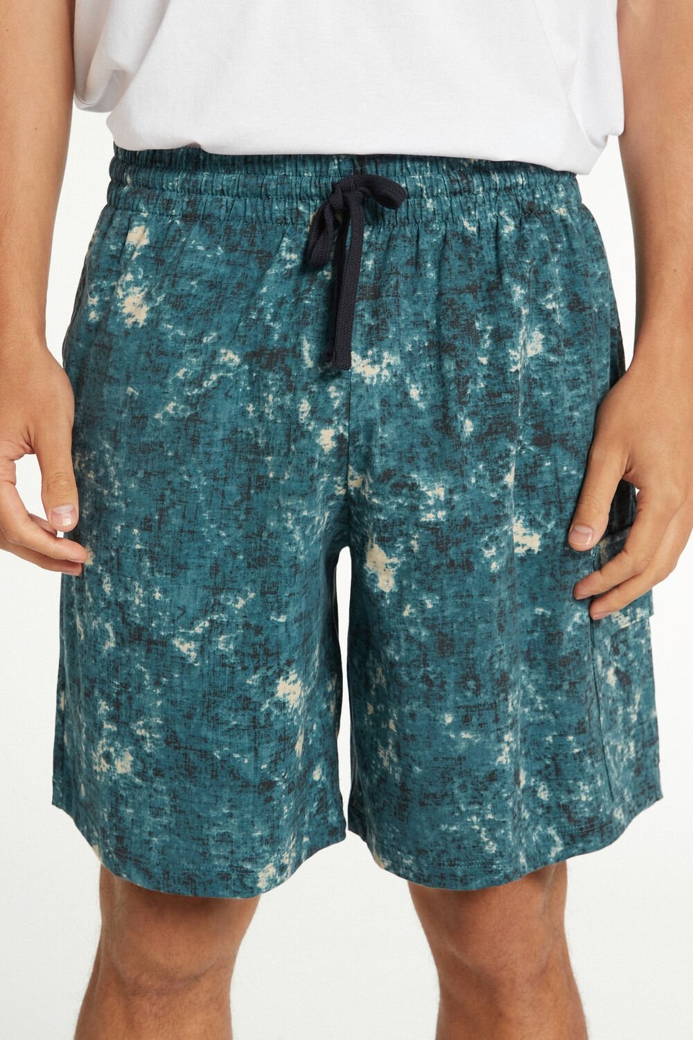 Blue Blue Scratch-effect Print 530v Tezenis Men’s Cotton Shorts with Pockets | 685074-SYK