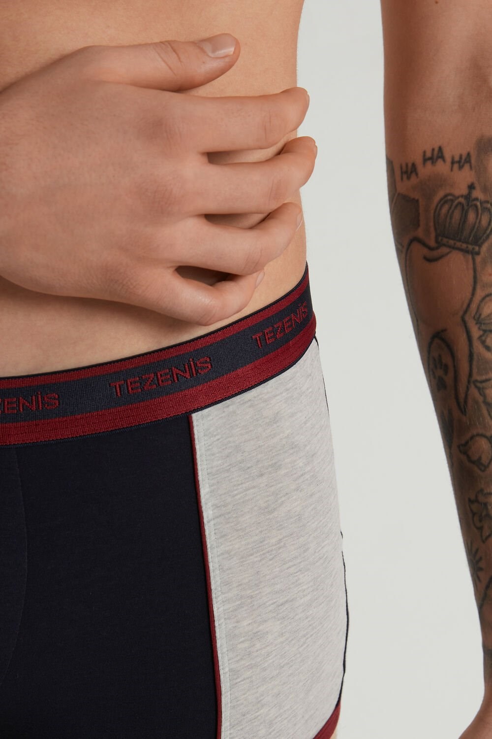 Blue Dark Blue/Brick Red 417v Tezenis Two-tone Cotton Boxers with Logoed Elastic | 394716-KGQ