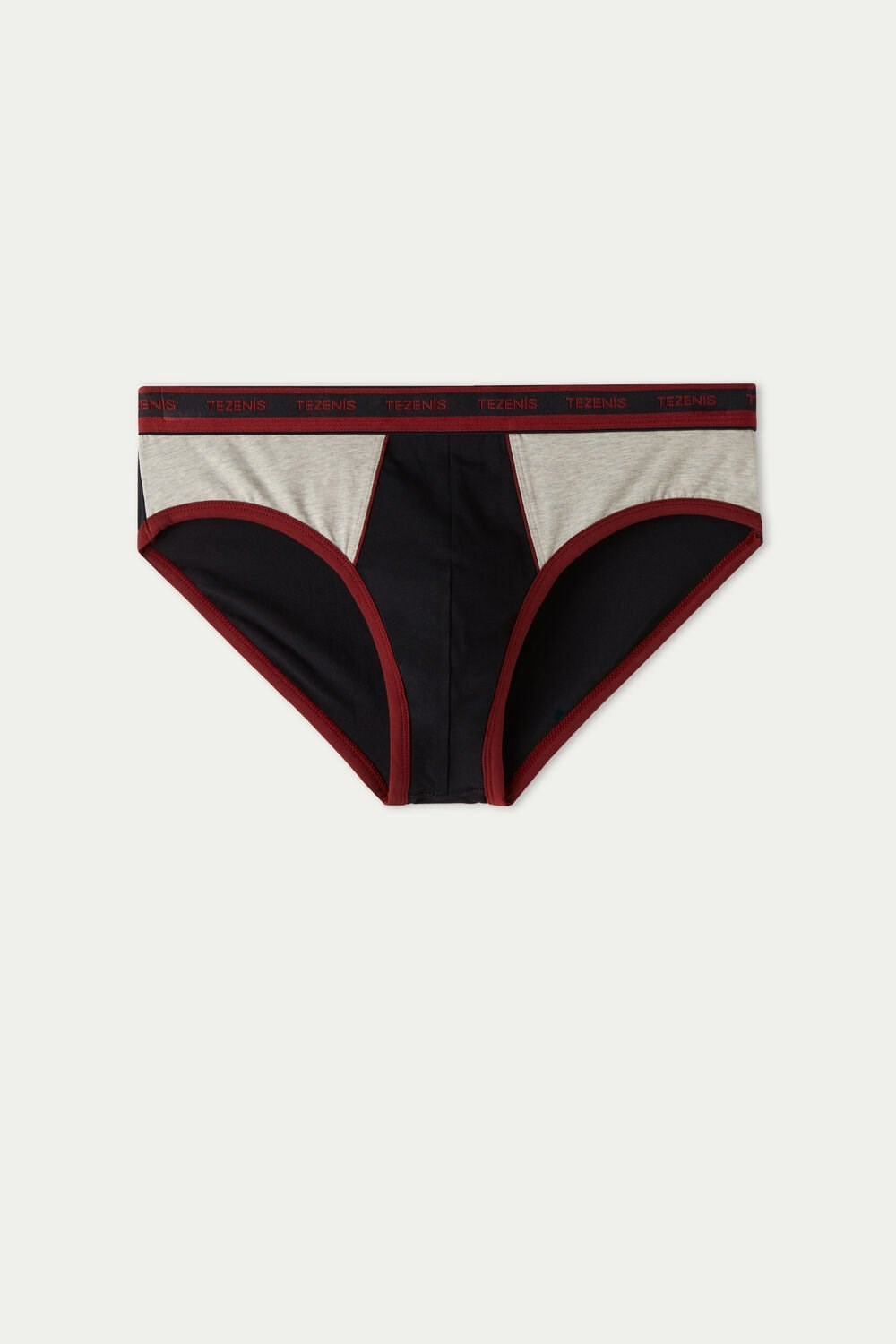 Blue Dark Blue/Brick Red 417v Tezenis Two-tone Cotton Panties with Logoed Elastic | 571924-FZR