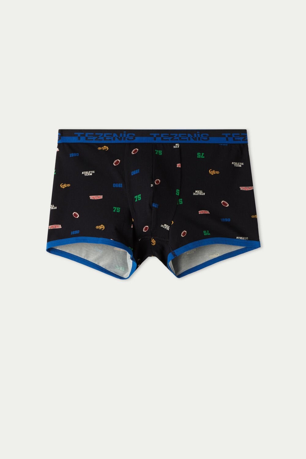 Blue Dark Blue College Print 413v Tezenis Printed Cotton Boxers with Logo Elastic Waistband | 468972-LBY