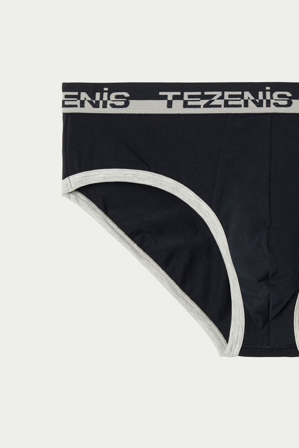 Blue Dark Blue/Light Gray Heather 078u Tezenis Cotton Briefs with Logo Elastic Band | 102745-OZC