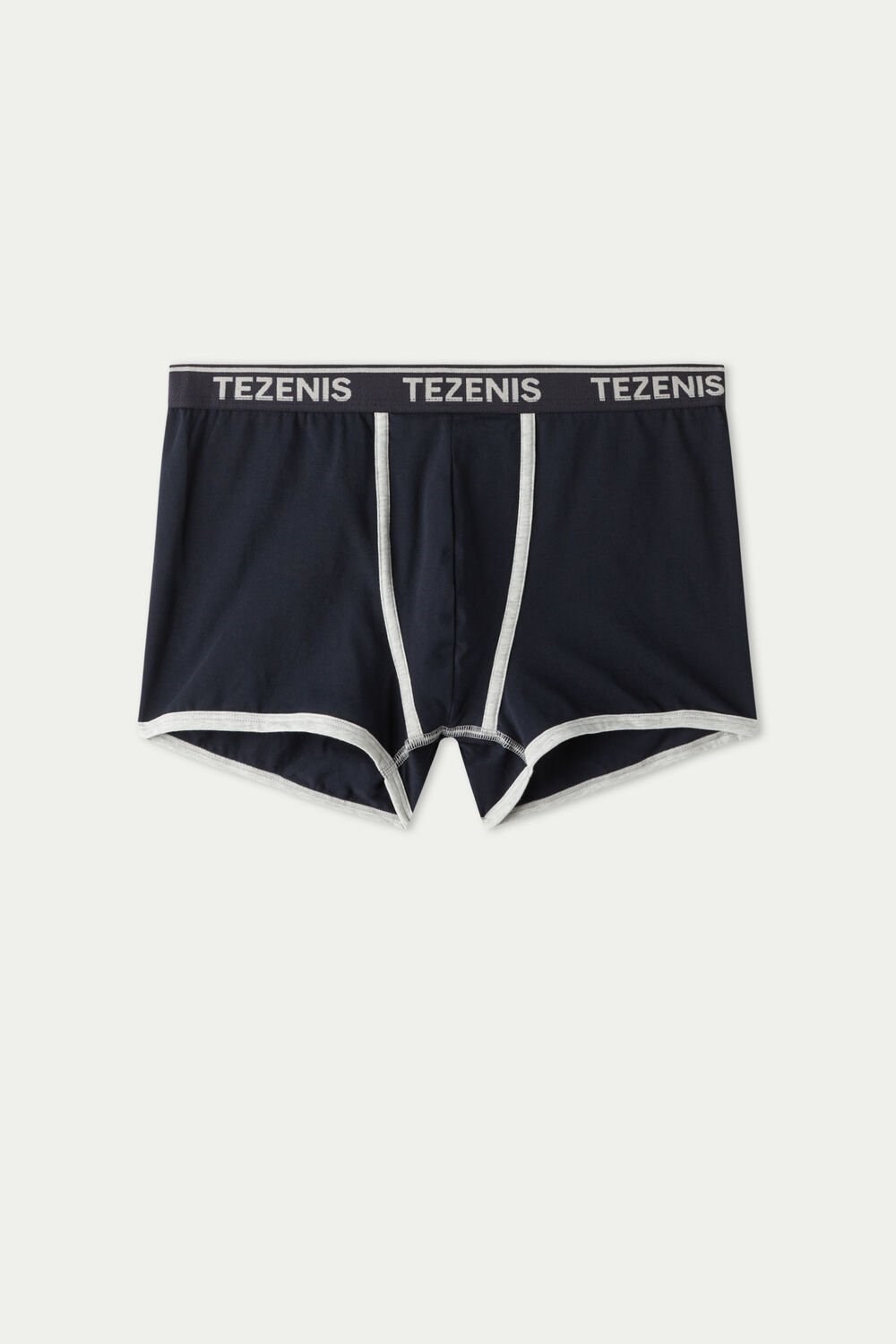 Blue Dark Blue/Light Gray Heather 078u Tezenis Cotton Logo Boxer Briefs with Contrasting Edging | 697321-CVM