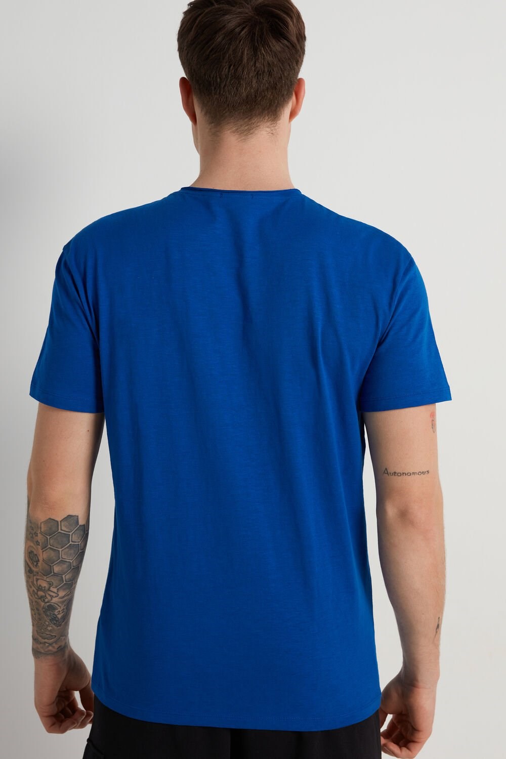 Blue Deep Blue 407v Tezenis Cotton T-Shirt with Breast Pocket | 437268-BDX