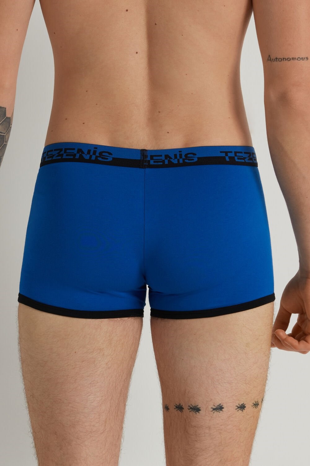 Blue Deep Blue/Black 410v Tezenis Cotton Boxers with Logo Elastic Band | 207594-IYA