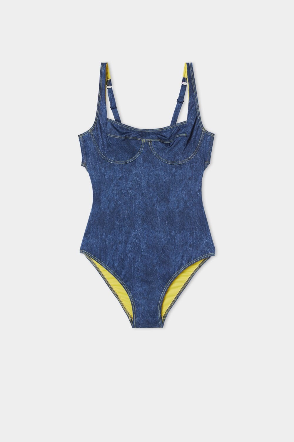 Blue Denim Print 577v Tezenis Denim One-Piece Swimsuit | 935720-MGE