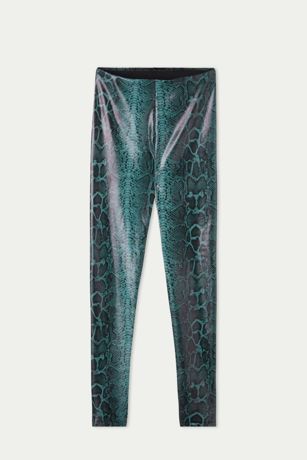 Blue Green Python Print 948u Tezenis Thermal Coated-Effect Python-Print Leggings | 976214-JGY