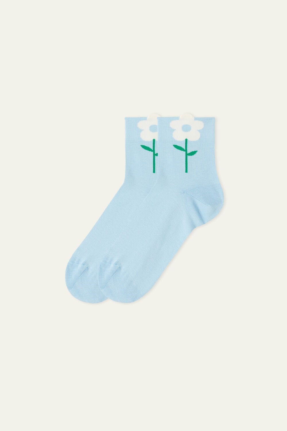 Blue Light Blue 3d Flower 458v Tezenis Patterned Cotton Crew Socks | 719604-CSG