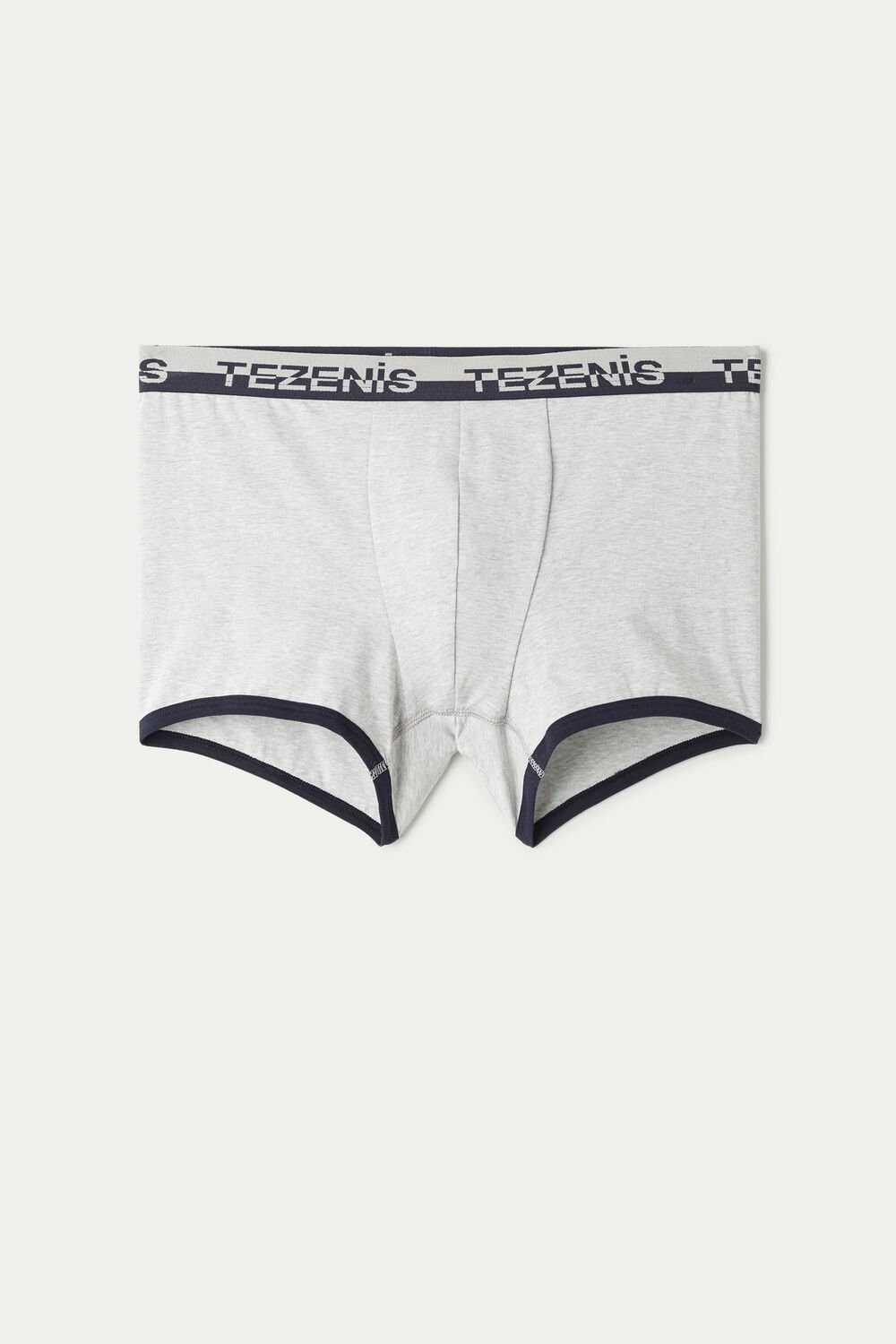 Blue Light Gray Heather/Dark Blue 085u Tezenis Cotton Boxers with Logo Elastic Band | 439150-HOW