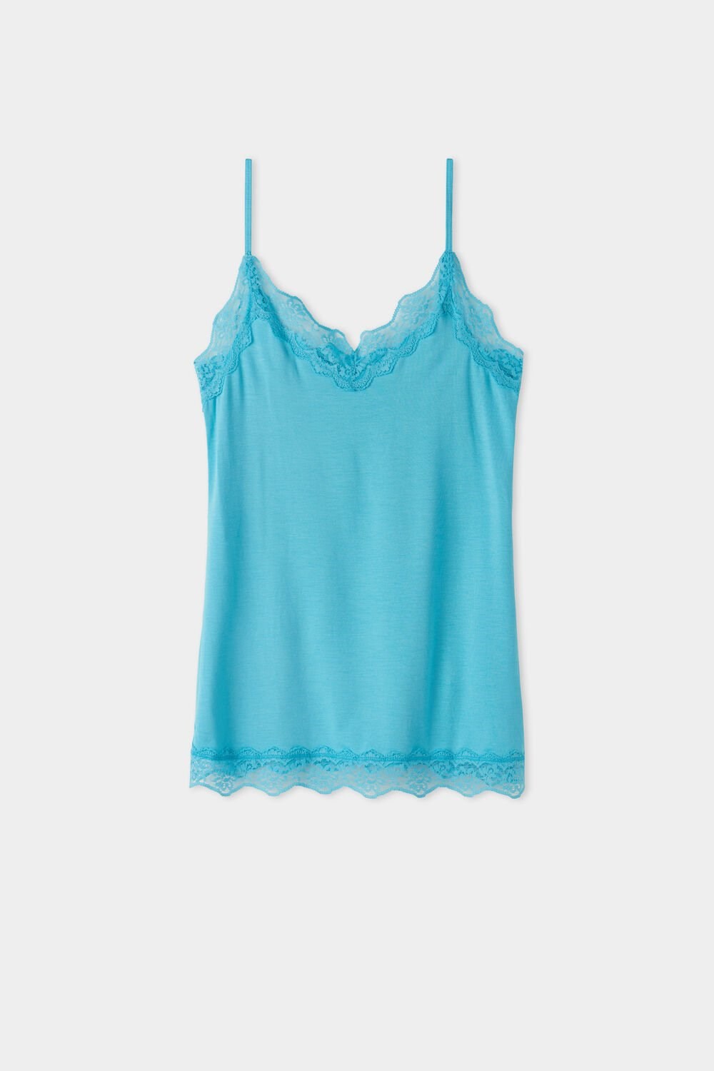 Blue Marine Turquoise 619v Tezenis Lace Insert Tank Top | 376429-CQL