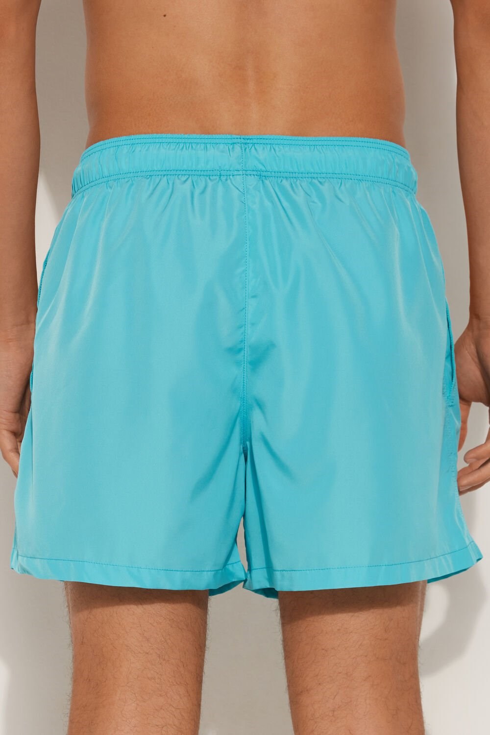 Blue Marine Turquoise 619v Tezenis Recycled Fabric Basic Short Swim Trunks | 629037-LIM