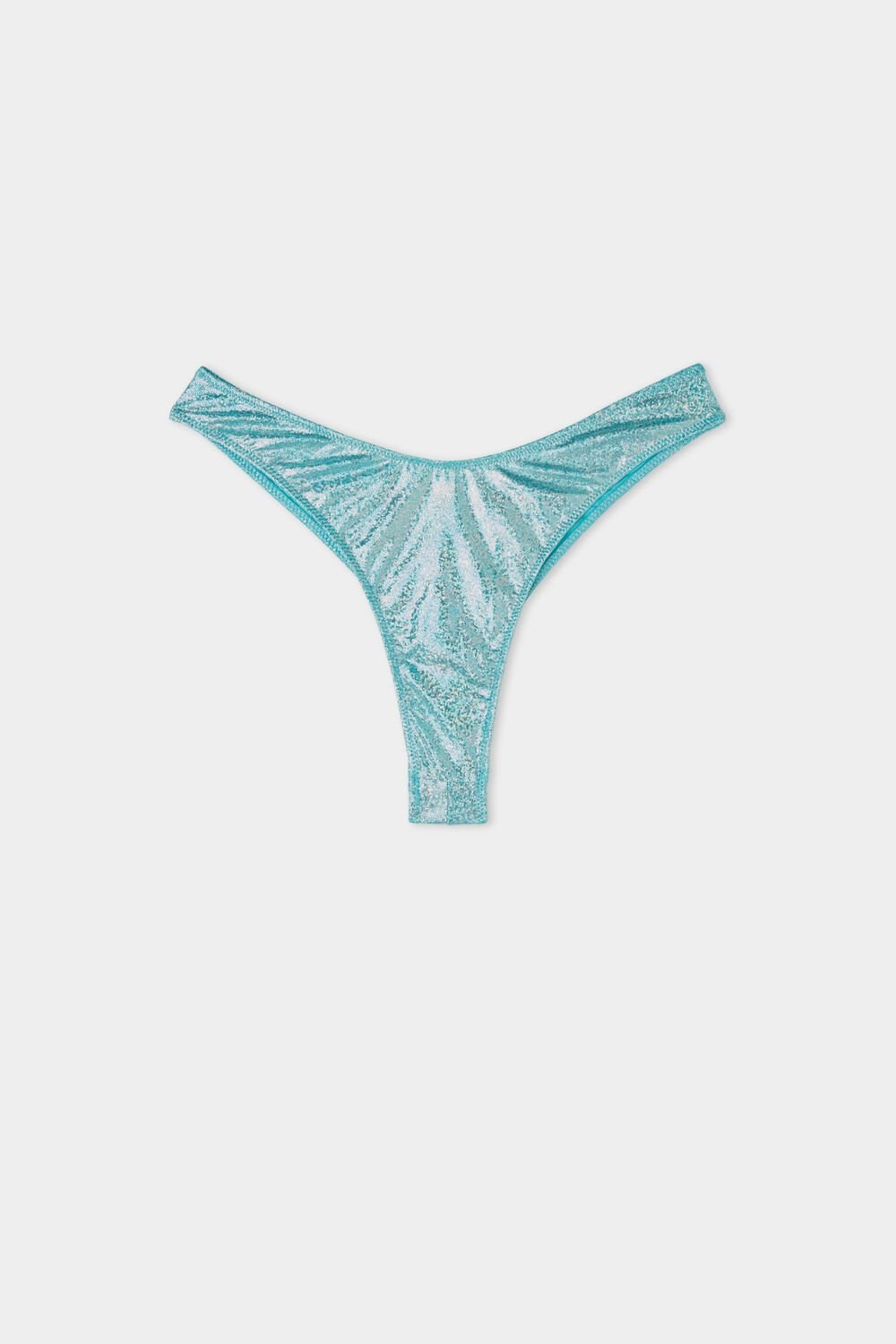 Blue Marine Turquoise 619v Tezenis Shiny Mermaid High-Cut Brazilian Bikini Bottoms | 985734-JUP