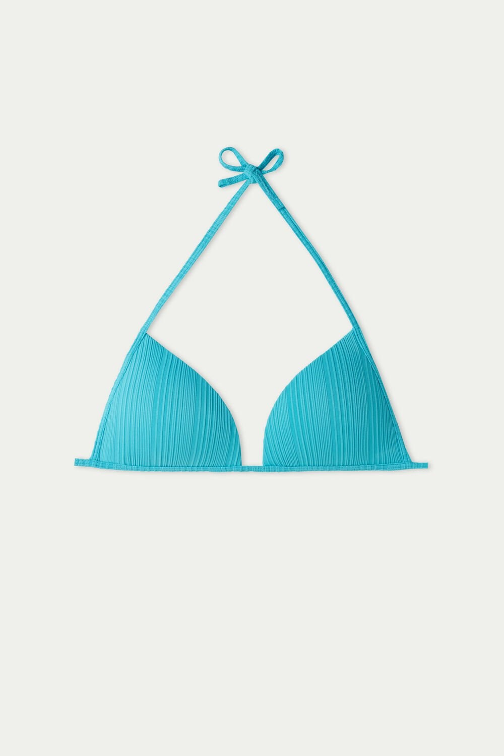 Blue Marine Turquoise 619v Tezenis Turquoise Ribbed Recycled Microfiber Padded Triangle Bikini Top | 165792-COH