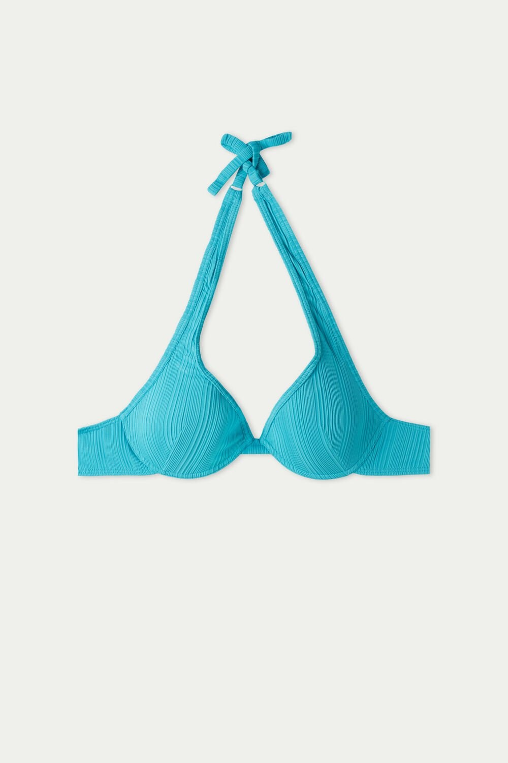 Blue Marine Turquoise 619v Tezenis Turquoise Ribbed Recycled Microfiber Push-Up Bikini Top | 921470-VAU