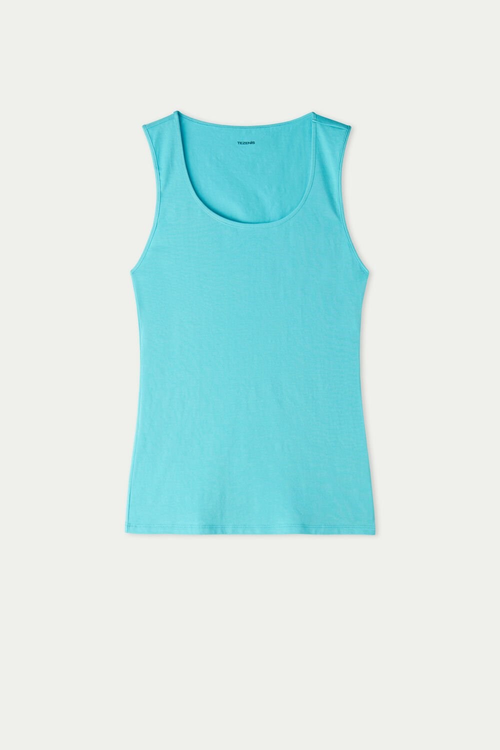 Blue Marine Turquoise 619v Tezenis Wide-Strap Round-Neck Cotton Camisole | 208514-EVJ