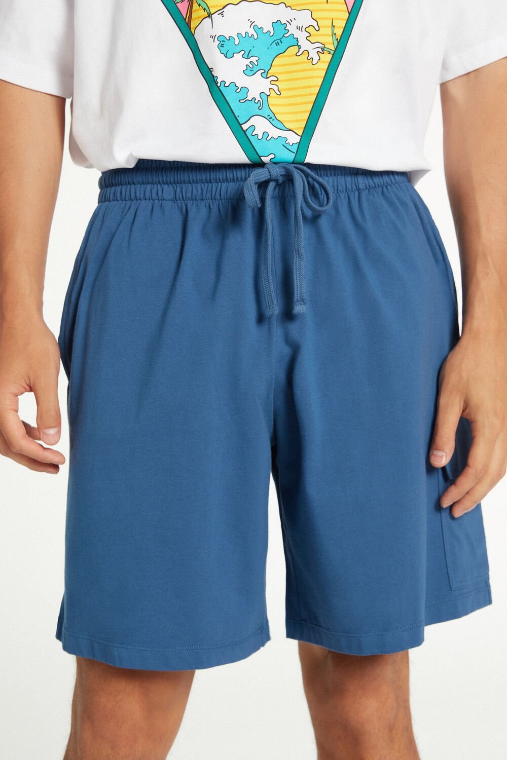 Blue Riviera Blue 524v Tezenis Men’s Cotton Shorts with Pockets | 127085-LUI