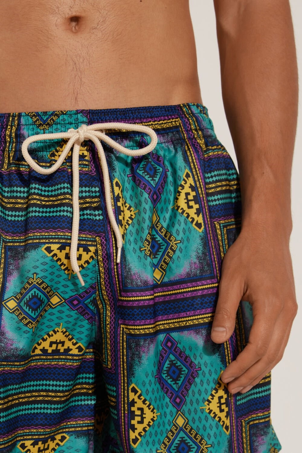 Blue Tribal Print 607v Tezenis Printed Swim Trunks | 673542-TCE