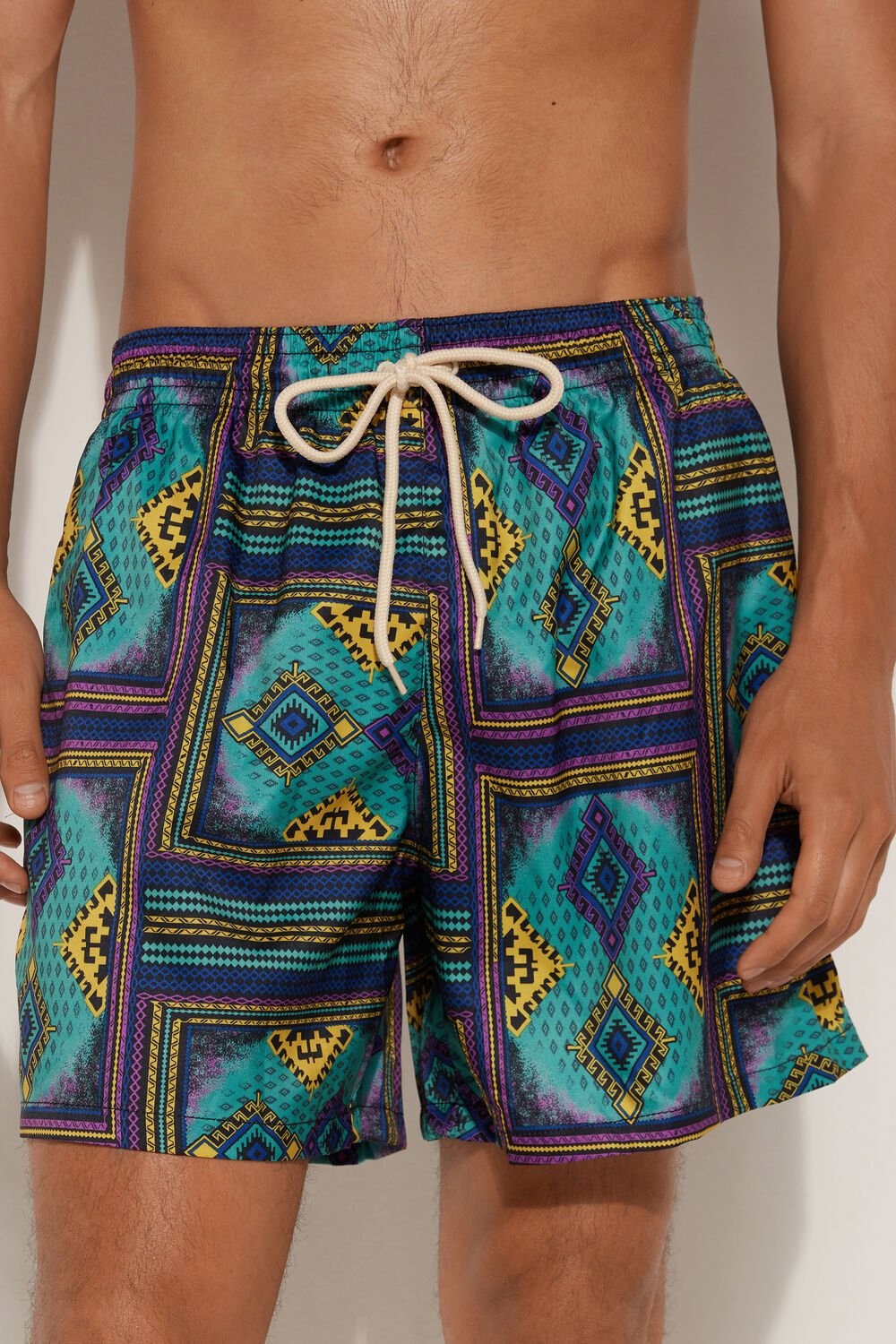 Blue Tribal Print 607v Tezenis Printed Swim Trunks | 673542-TCE