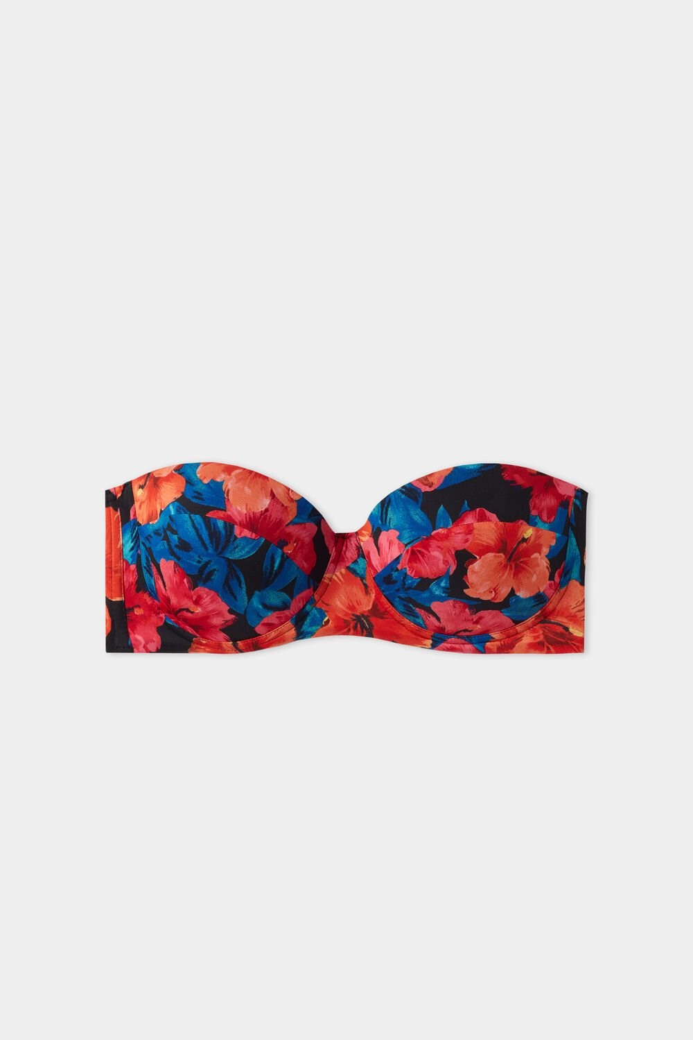 Blue Tropical Flower Print 756v Tezenis Hawaiian Sunset Padded Bandeau Bikini Top | 347912-RPI