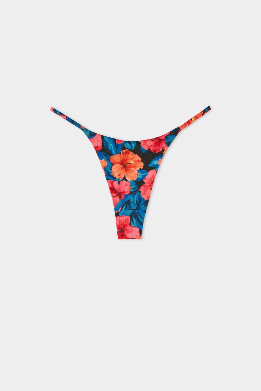 Blue Tropical Flower Print 756v Tezenis Hawaiian Sunset String Thong Brazilian Bikini Bottoms | 954263-PLA