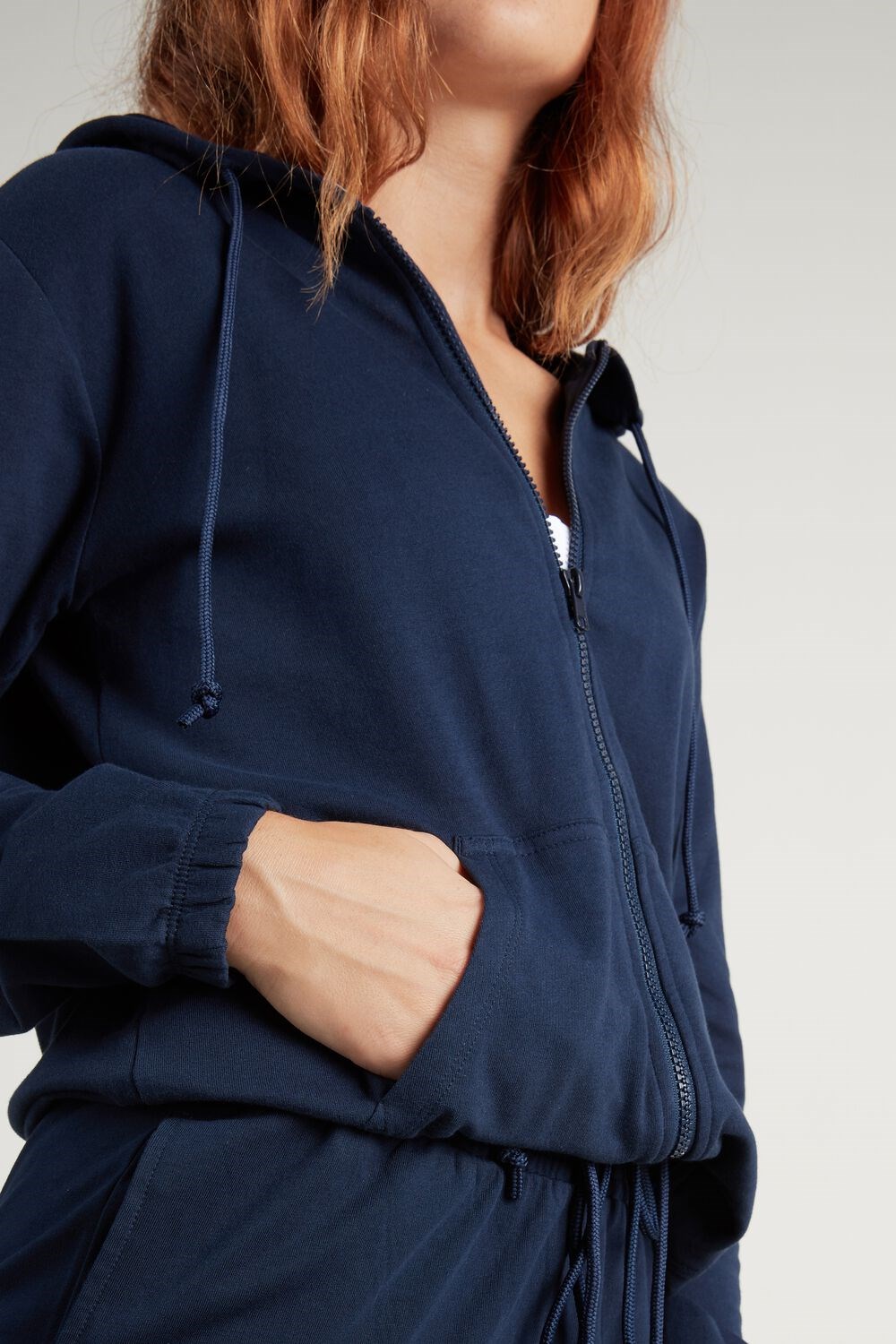 Blue Ultimate Blue 624t Tezenis Hoodie Sweatshirt with Zipper and Drawstring | 054918-DMJ