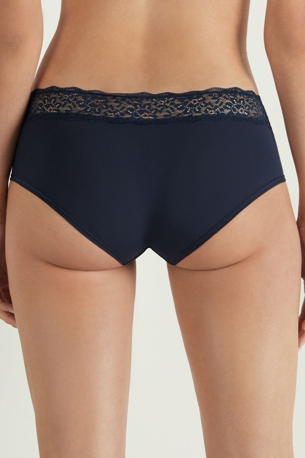 Blue Ultimate Blue 624t Tezenis Recycled Cotton and Lace Boyshorts | 052134-XCL