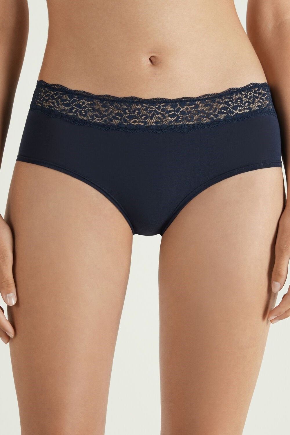 Blue Ultimate Blue 624t Tezenis Recycled Cotton and Lace Boyshorts | 052134-XCL