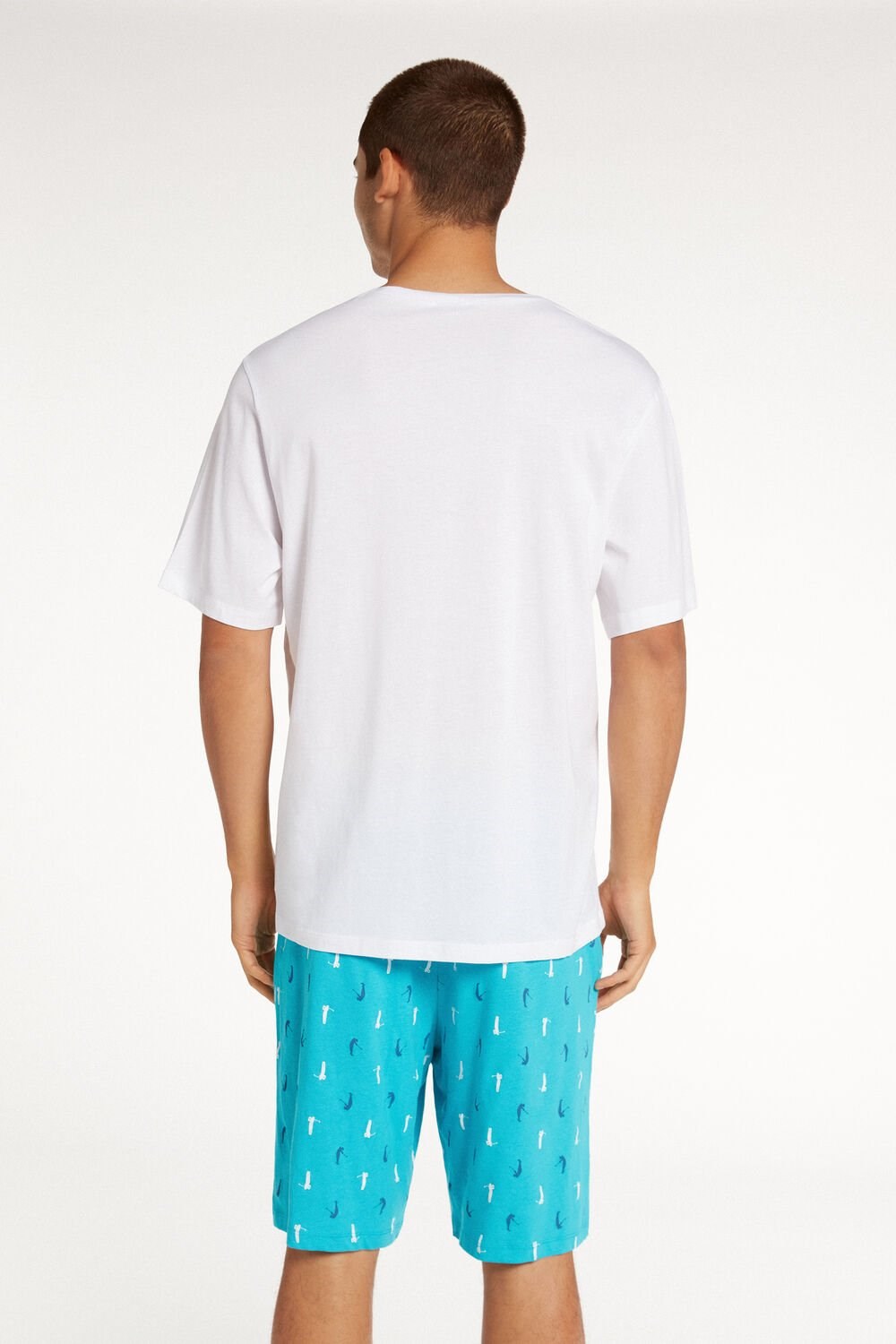 Blue White Golf Print 511v Tezenis Men’s Golf Print Short Cotton Pajamas | 382614-WQT