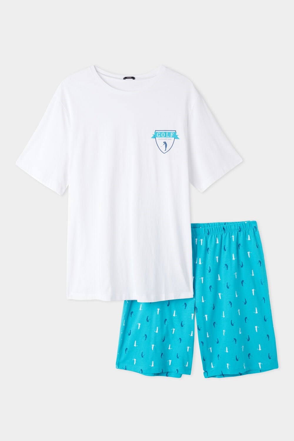 Blue White Golf Print 511v Tezenis Men’s Golf Print Short Cotton Pajamas | 382614-WQT